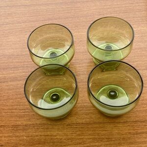4 Green Glass Dessert Bowls